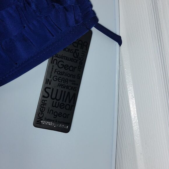 Ingear Cute ruffle-top navy string bikini  top with gold accents Sz M - Picture 3 of 5